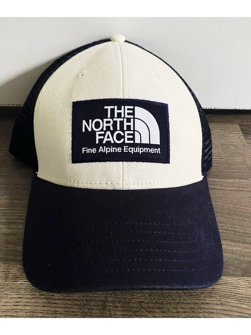 The North Face Navy Blue and Ivory Trucker Hat